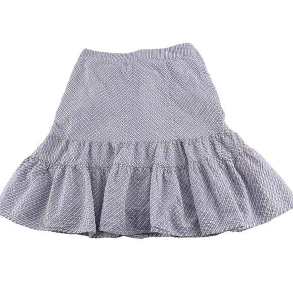 Odille Womens Blue & White Striped Ruffle Hem Button-Front Cotton Skirt Size 0 - Picture 4 of 5